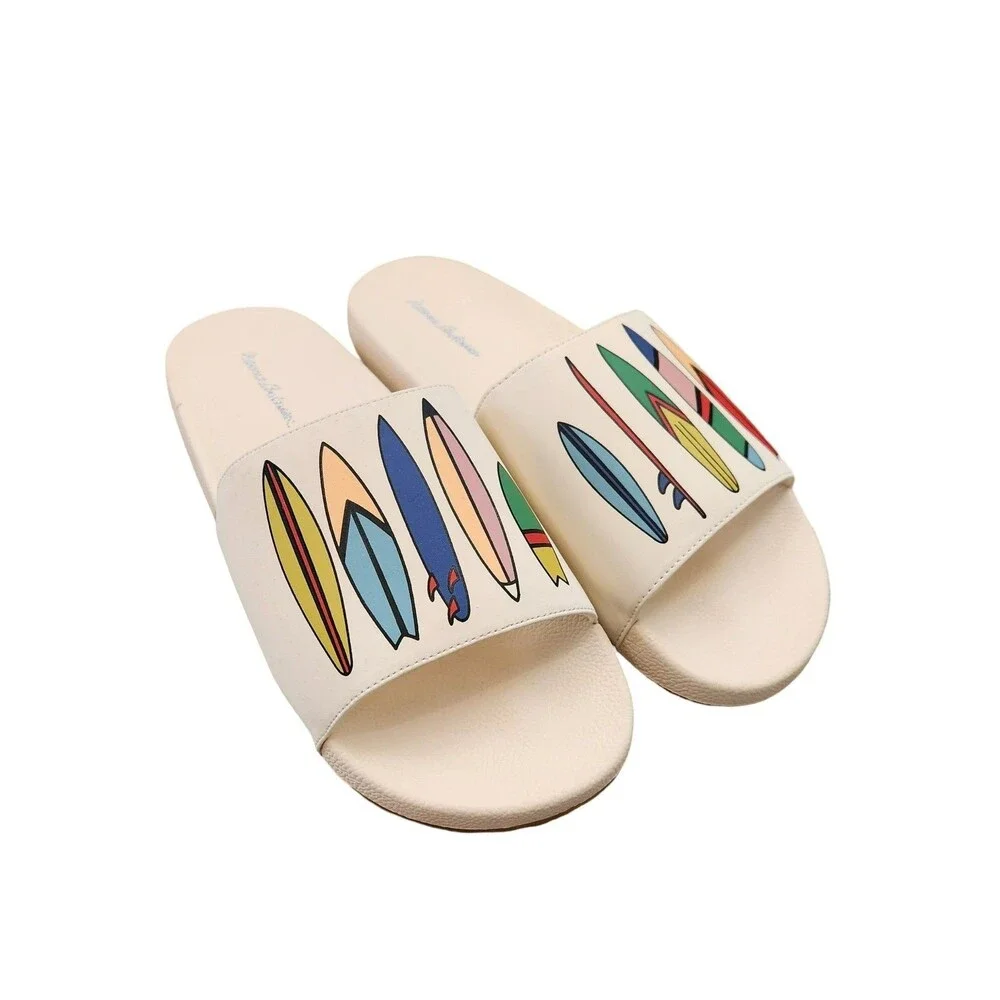Hanna Andersson Slide Sandals Surfboard Print Summer Beach Y4/5 Women 5.5–6.5